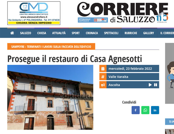 Corriere di Saluzzo - Restauro Casa Agnesotti, Sampeyre (Cuneo)